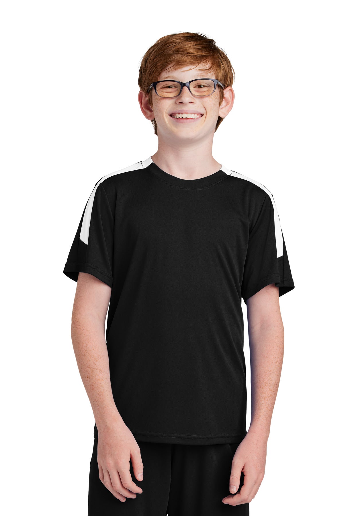 Sport-Tek Youth Competitor United Crew YST100 Black/ White