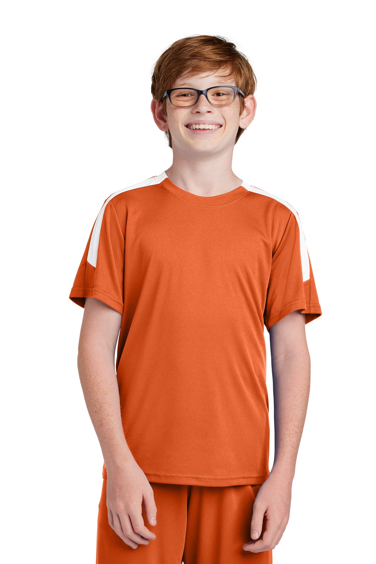 Sport-Tek Youth Competitor United Crew YST100 Deep Orange/ White