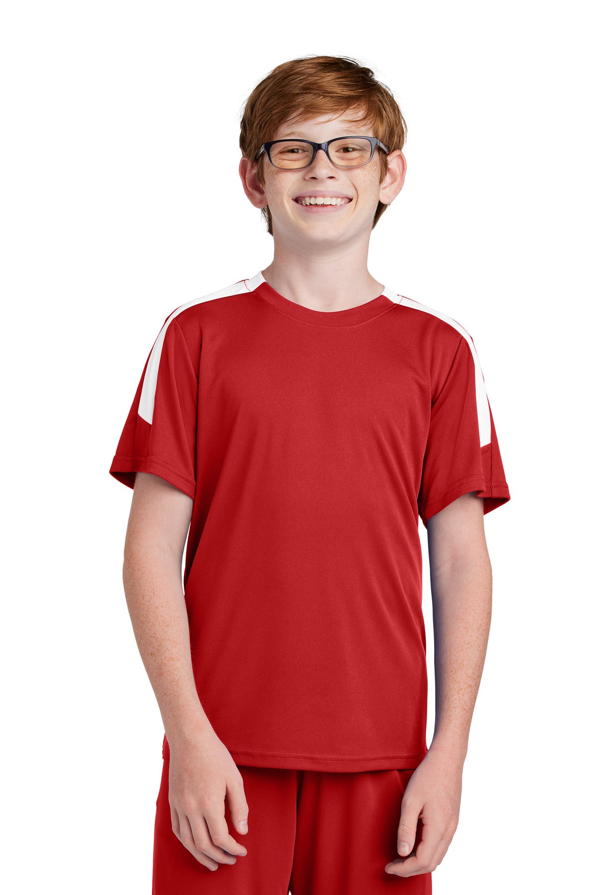 Sport-Tek Youth Competitor United Crew YST100 Deep Red/ White