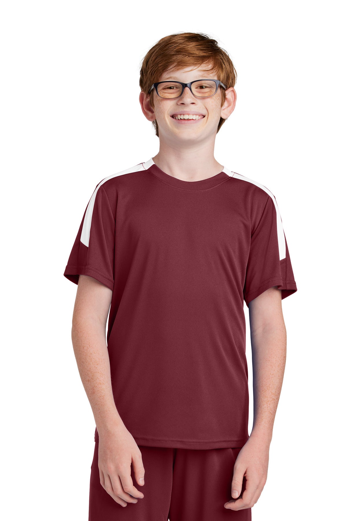 Sport-Tek Youth Competitor United Crew YST100 Maroon/ White