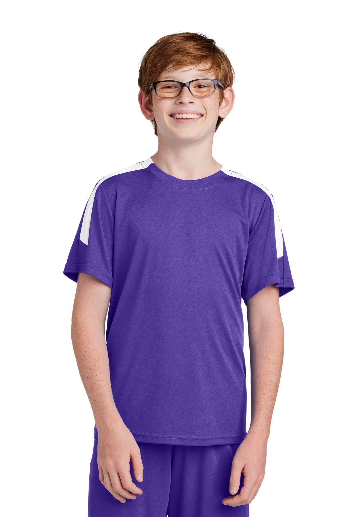 Sport-Tek Youth Competitor United Crew YST100 Purple/ White