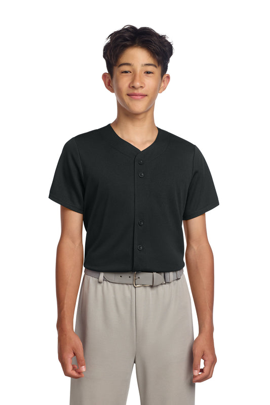 Sport-Tek Youth PosiCharge Tough Mesh Full-Button Jersey YST220 Black