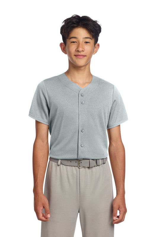 Sport-Tek Youth PosiCharge Tough Mesh Full-Button Jersey YST220 Silver