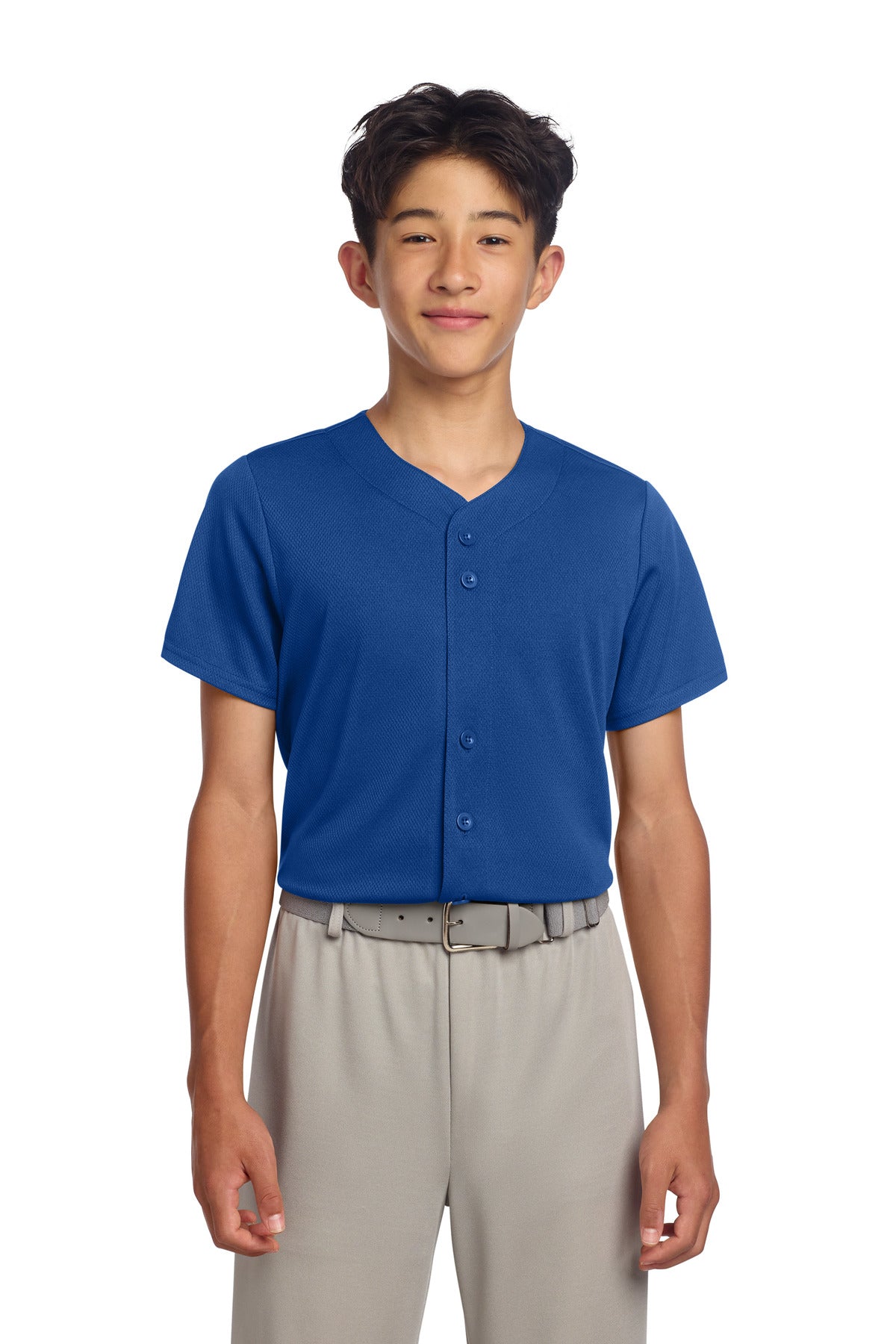 Sport-Tek Youth PosiCharge Tough Mesh Full-Button Jersey YST220 True Royal