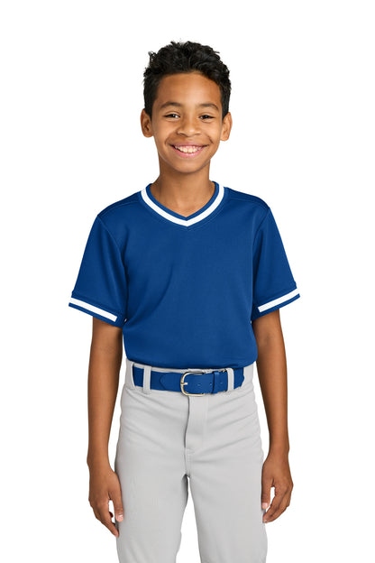 Sport-Tek Youth Tough Mesh V-Neck Baseball Jersey