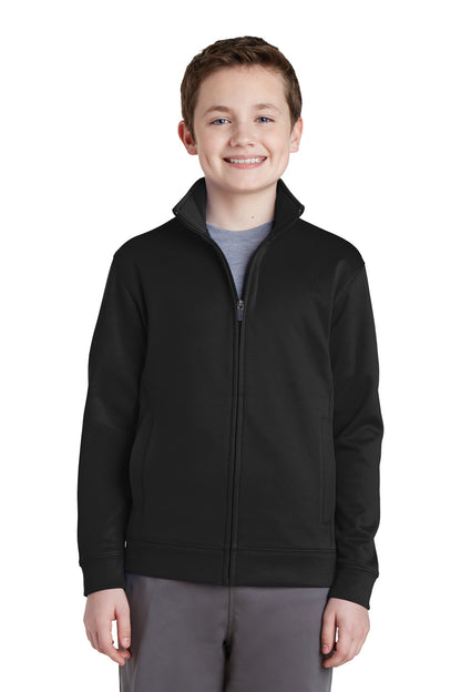 Sport-Tek Youth Sport-Wick Fleece Full-Zip Jacket.  YST241 Black