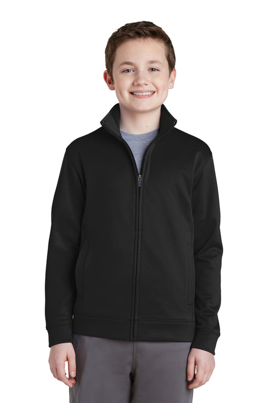 Sport-Tek Youth Sport-Wick Fleece Full-Zip Jacket.  YST241 Black