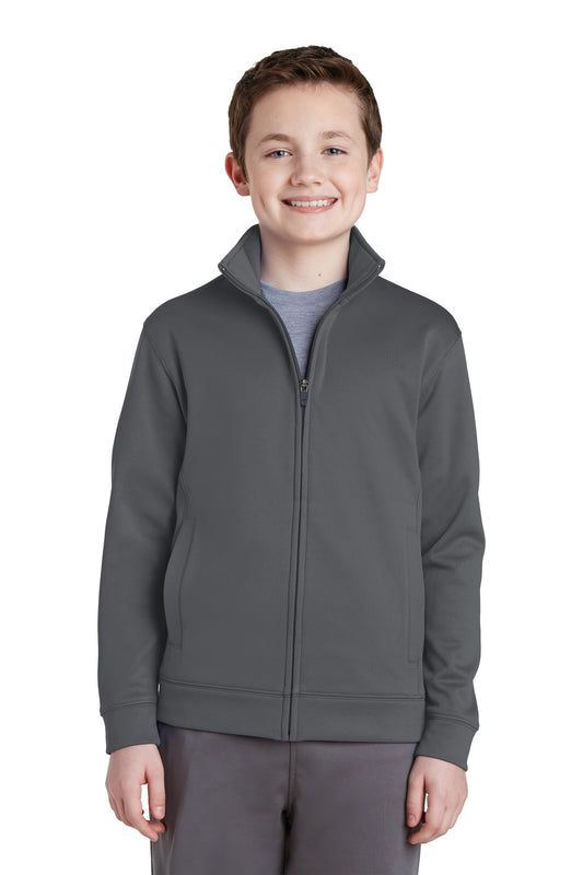 Sport-Tek Youth Sport-Wick Fleece Full-Zip Jacket.  YST241 Dark Smoke Grey