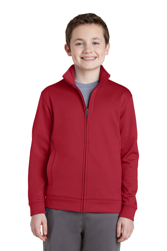 Sport-Tek Youth Sport-Wick Fleece Full-Zip Jacket.  YST241 Deep Red