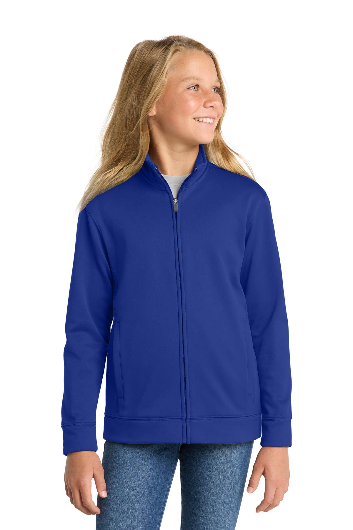 Sport-Tek Youth Sport-Wick Fleece Full-Zip Jacket YST241 True Royal