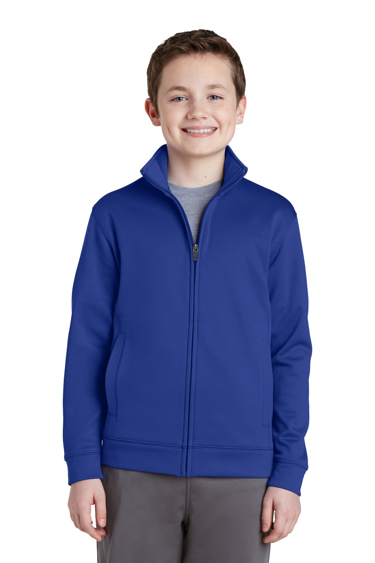 Sport-Tek Youth Sport-Wick Fleece Full-Zip Jacket.  YST241 True Royal