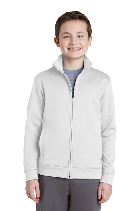 Sport-Tek Youth Sport-Wick Fleece Full-Zip Jacket.  YST241 White