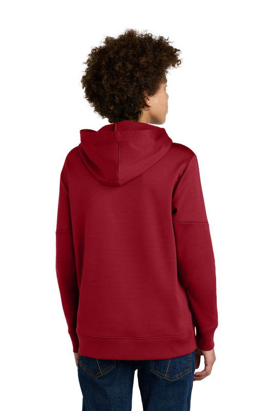 Sport-Tek Youth Sport-Wick Fleece United Pullover Hoodie YST255 Deep Red/ White