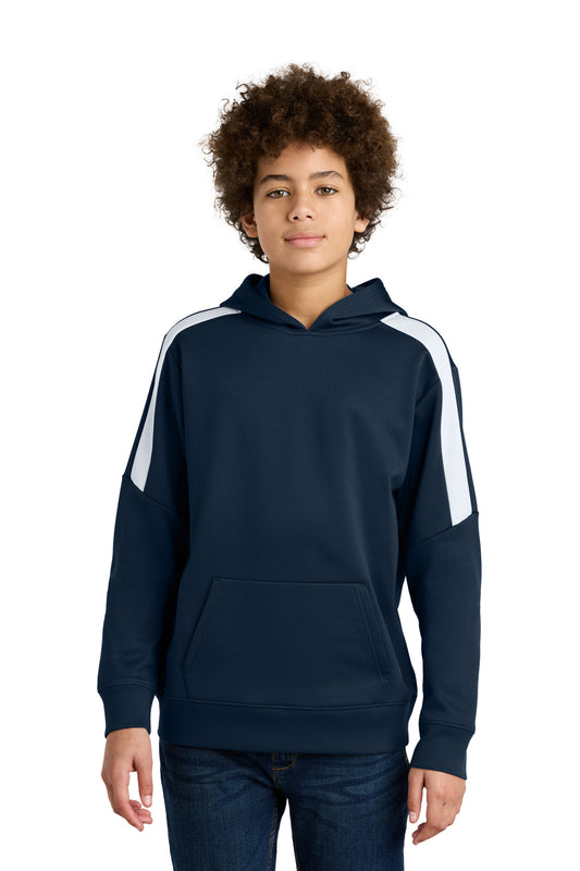 Sport-Tek Youth Sport-Wick Fleece United Pullover Hoodie YST255 Navy/ White
