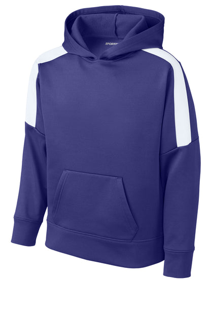 Sport-Tek Youth Sport-Wick Fleece United Pullover Hoodie YST255 Purple/ White