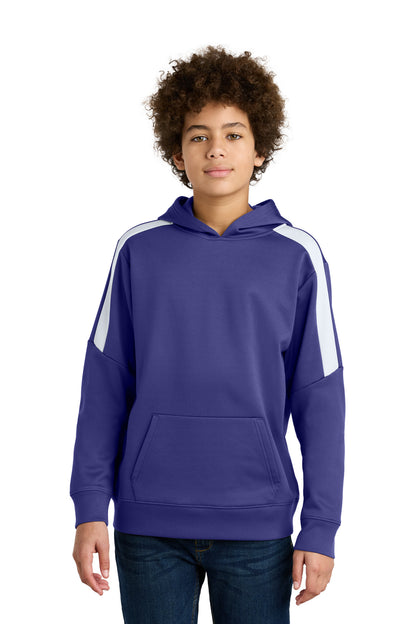 Sport-Tek Youth Sport-Wick Fleece United Pullover Hoodie YST255 Purple/ White