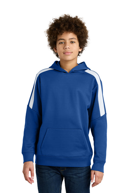 Sport-Tek Youth Sport-Wick Fleece United Pullover Hoodie YST255 True Royal/ White