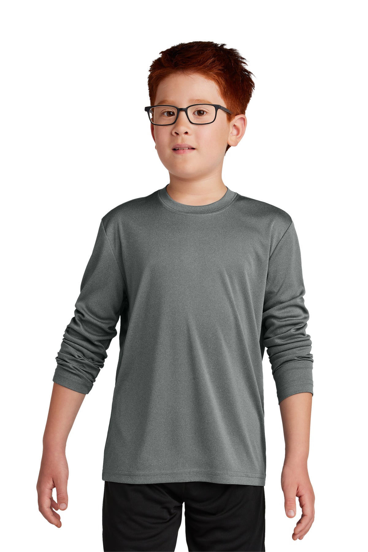 Sport-Tek Youth Long Sleeve PosiCharge Competitor Tee. YST350LS Iron Grey Heather