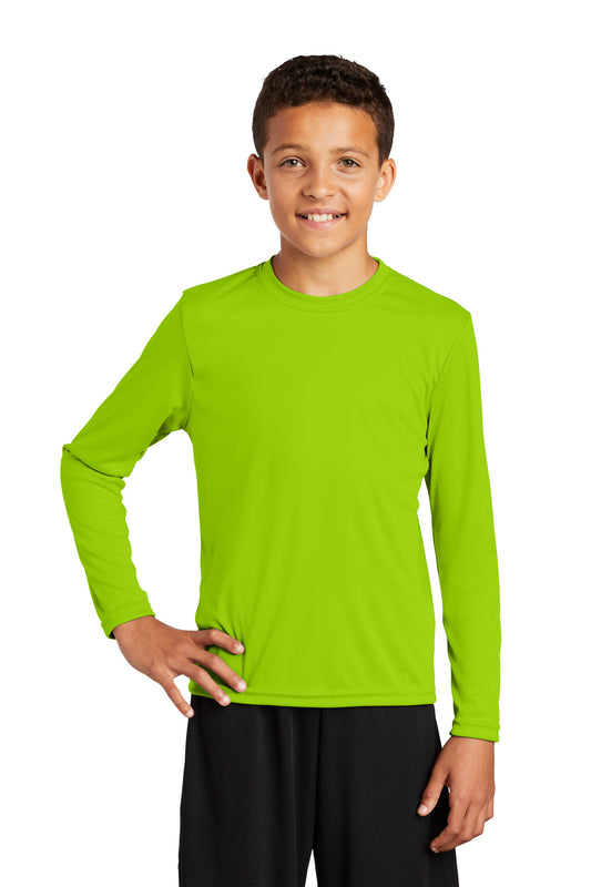 Sport-Tek Youth Long Sleeve PosiCharge Competitor Tee. YST350LS Lime Shock