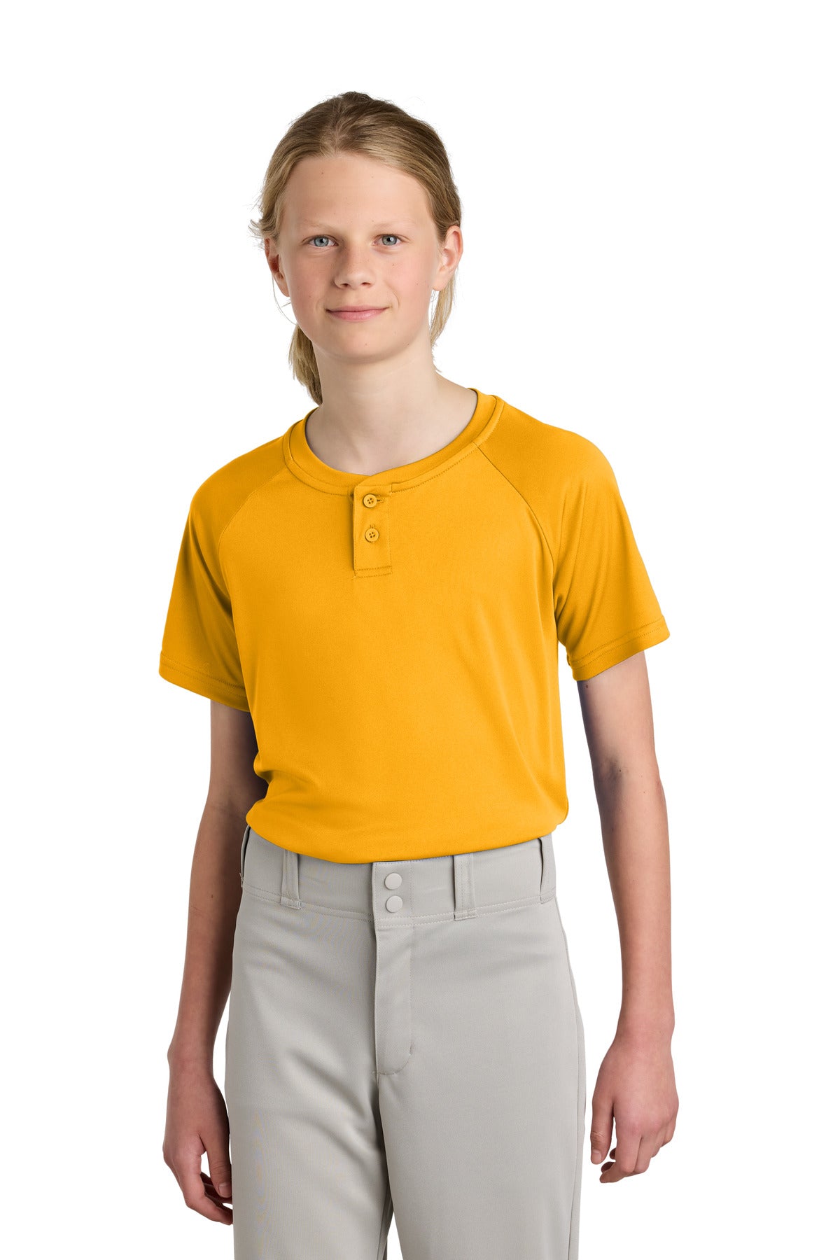 Sport-Tek Youth PosiCharge Competitor 2-Button Henley YST359 Gold