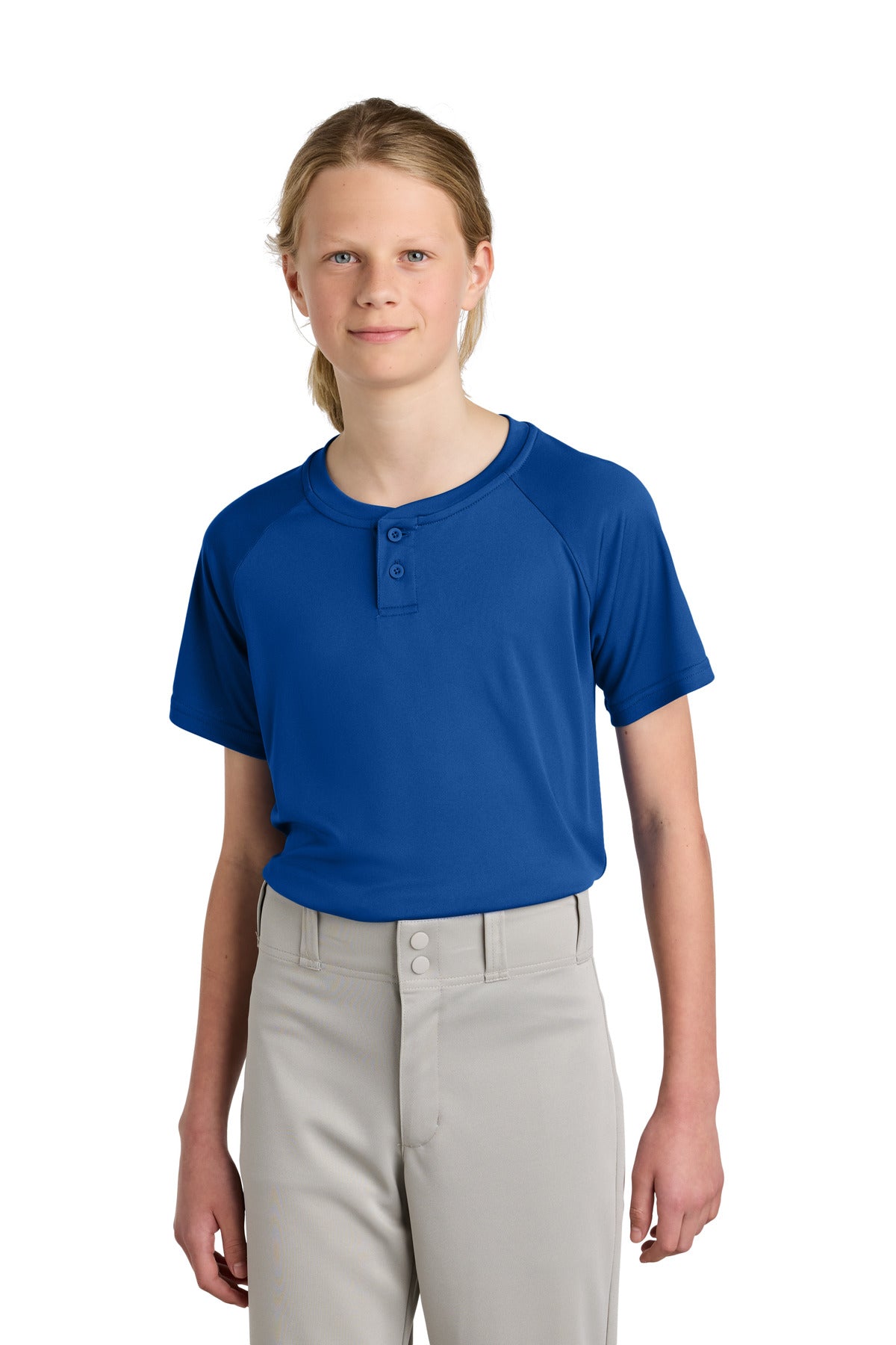 Sport-Tek Youth PosiCharge Competitor 2-Button Henley YST359 True Royal