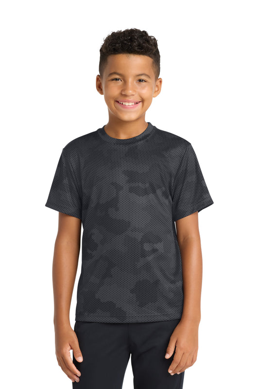 Sport-Tek Youth CamoHex Tee YST370 Iron Grey