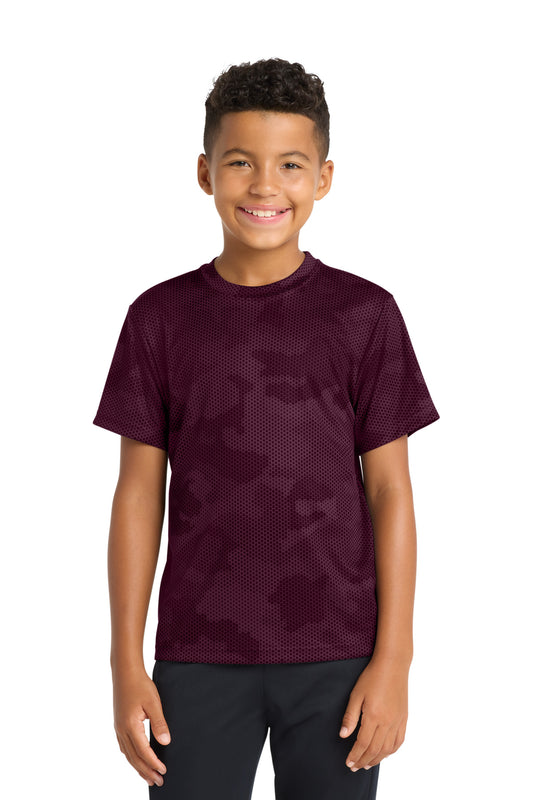Sport-Tek Youth CamoHex Tee YST370 Maroon
