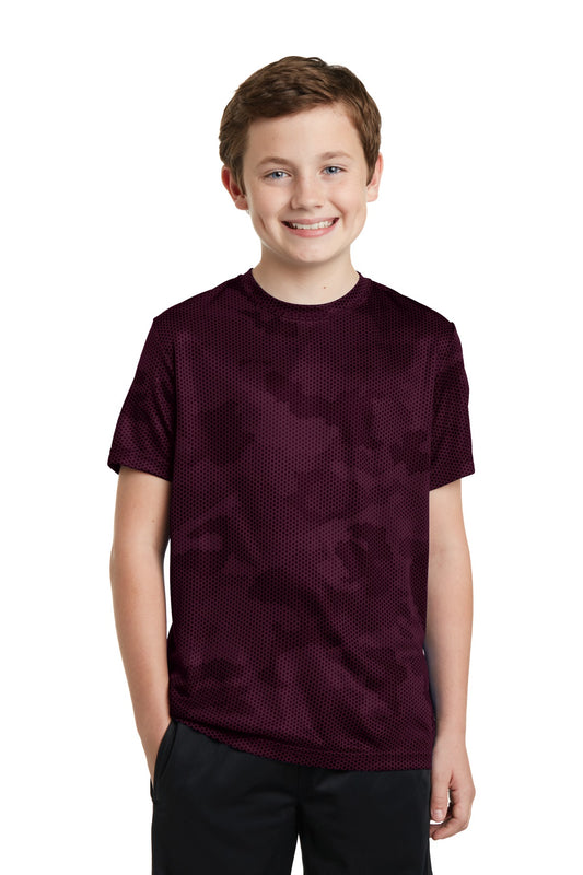 Sport-Tek Youth CamoHex Tee. YST370 Maroon