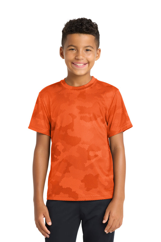 Sport-Tek Youth CamoHex Tee YST370 Neon Orange
