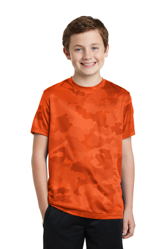 Sport-Tek Youth CamoHex Tee. YST370 Neon Orange
