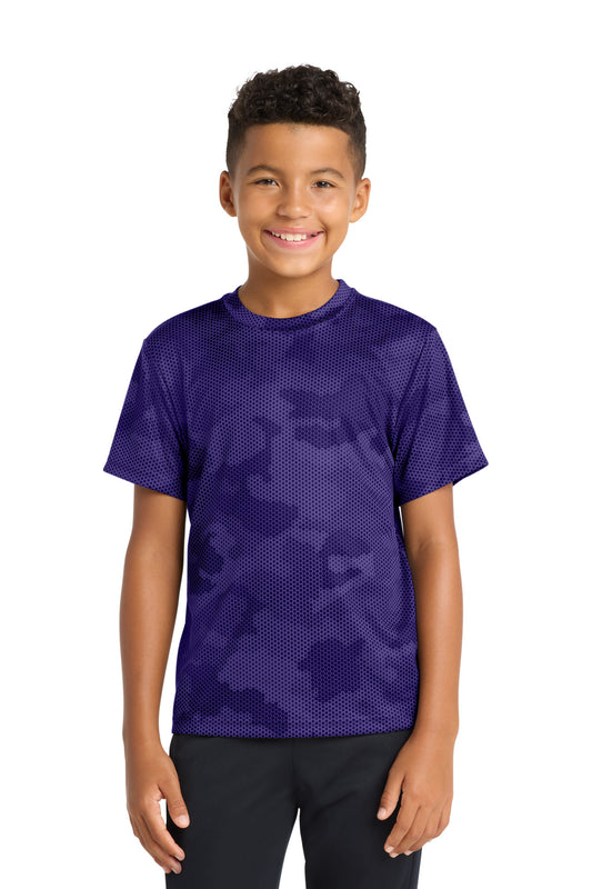 Sport-Tek Youth CamoHex Tee YST370 Purple