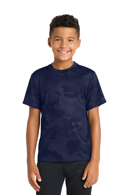 Sport-Tek Youth CamoHex Tee YST370 True Navy