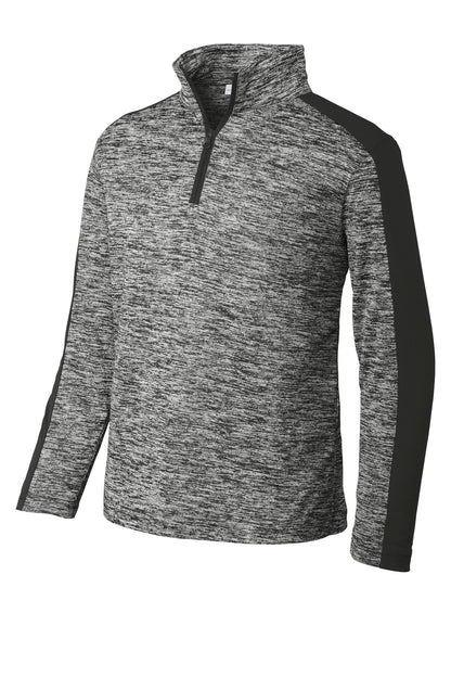 Sport-Tek  Youth PosiCharge  Electric Heather Colorblock 1/4-Zip Pullover. YST397 Black Electric/ Black