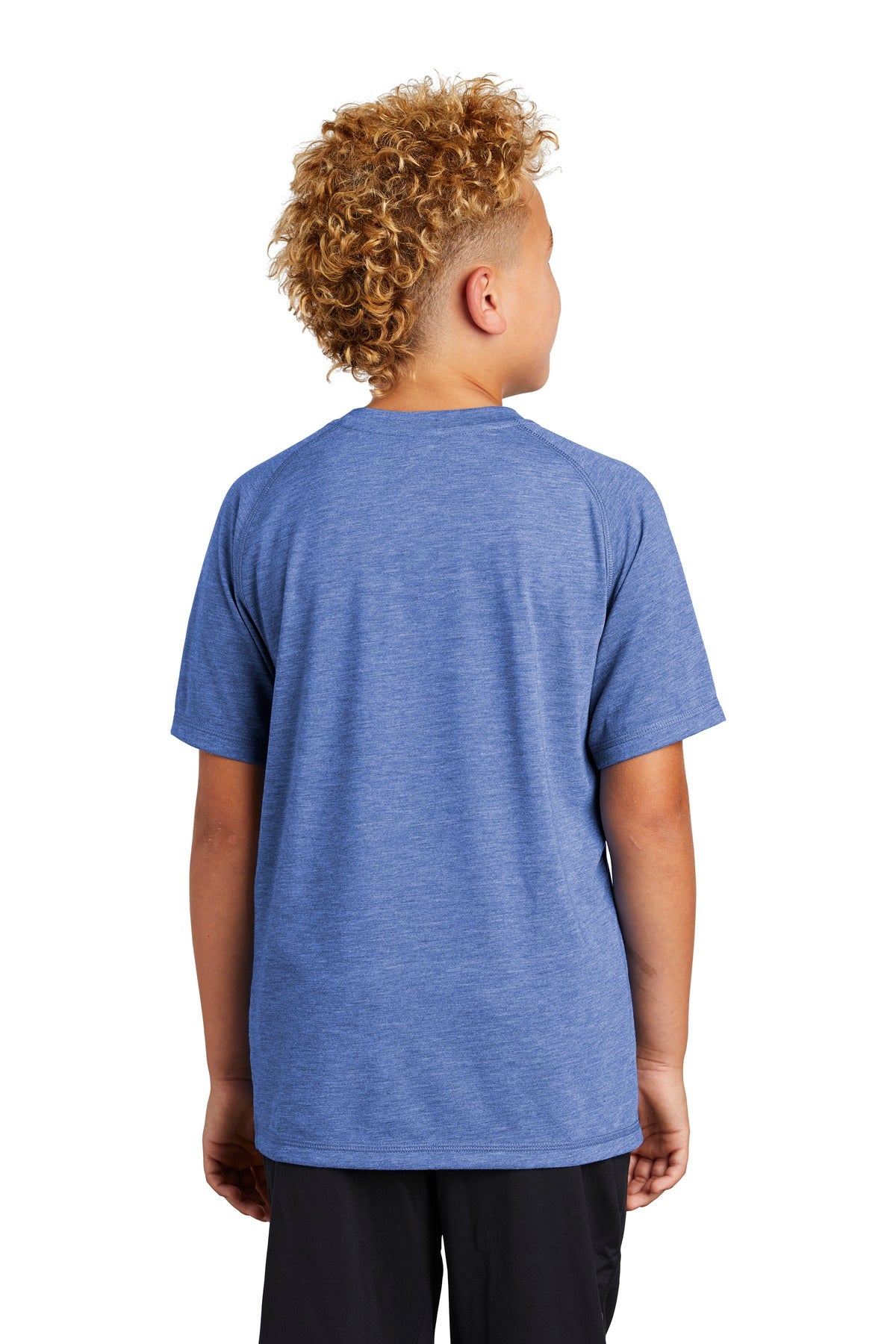 Sport-Tek  Youth PosiCharge  Tri-Blend Wicking Raglan Tee. YST400 True Royal Heather