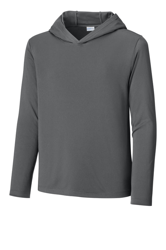 Sport-Tek Youth Posi-UV Pro Long Sleeve Hoodie YST420LSH Dark Smoke Grey