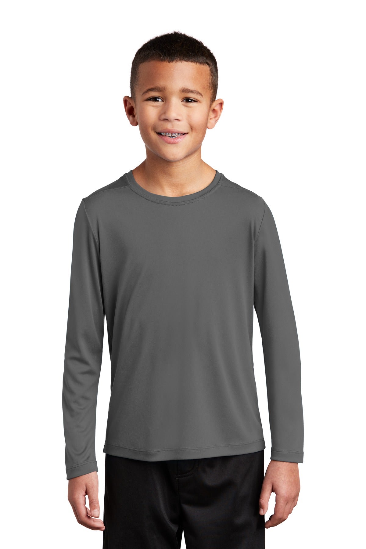 Sport-Tek  Youth Posi-UV Pro Long Sleeve Tee. YST420LS Dark Smoke Grey