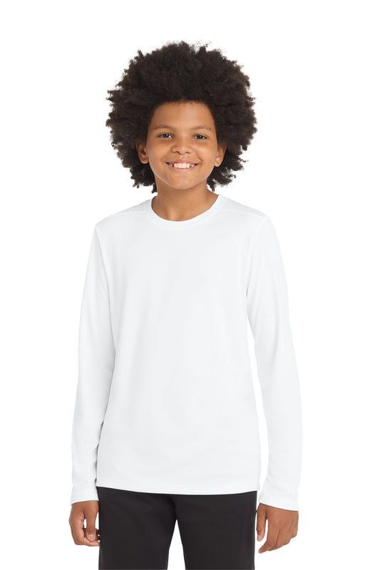 Sport-Tek Youth Posi-UV Pro Long Sleeve Tee YST420LS White