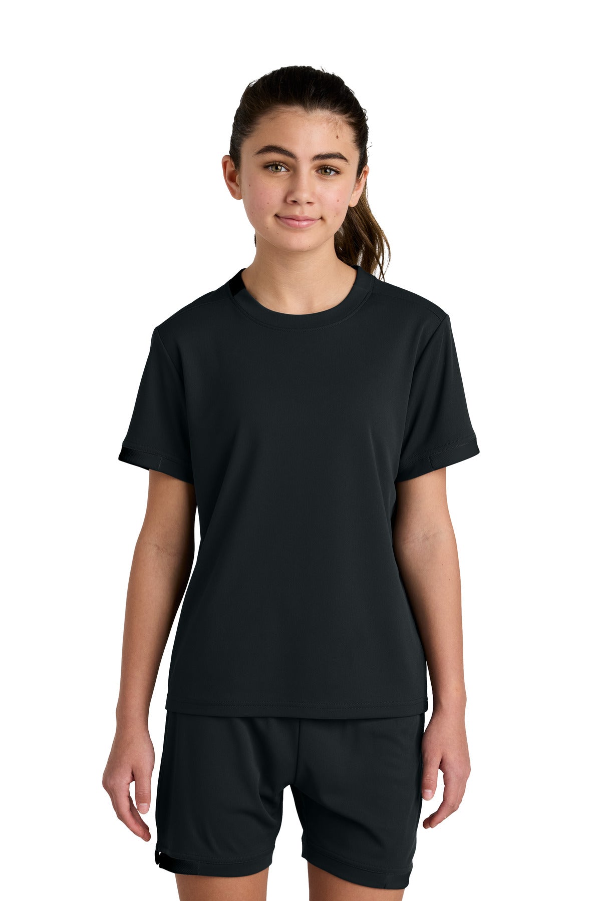 Sport-Tek Youth Club Short Sleeve Crew YST440 Black/ Black