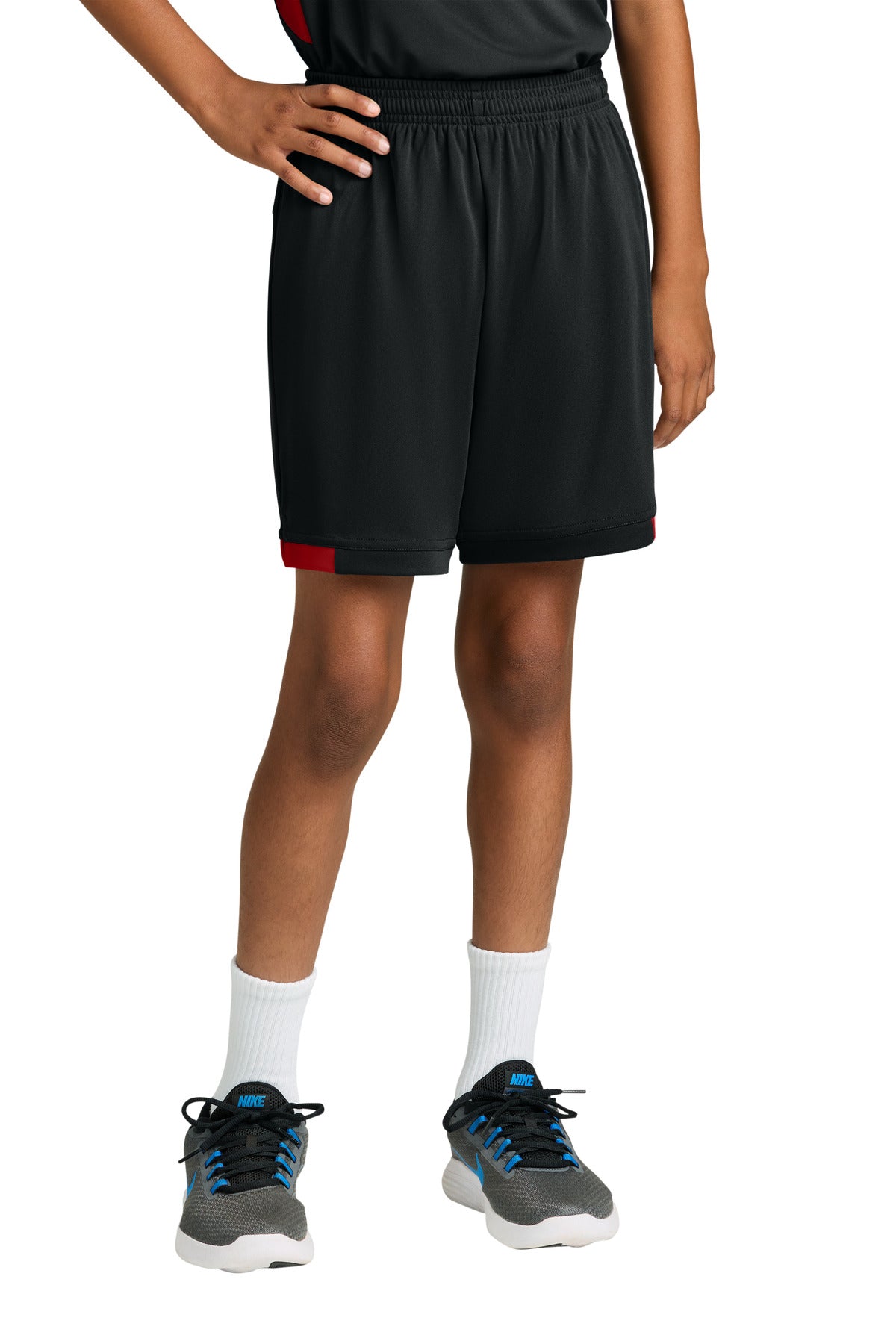 Sport-Tek Youth Club 5 Short YST4420 Black/ Deep Red