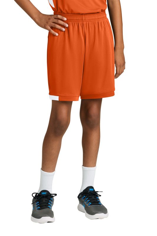 Sport-Tek Youth Club 5 Short YST4420 Deep Orange/ White