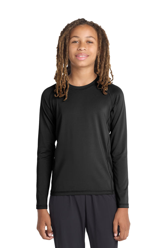 Sport-Tek Youth Long Sleeve Rashguard Tee YST470LS Black
