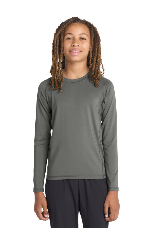 Sport-Tek Youth Long Sleeve Rashguard Tee YST470LS Dark Smoke Grey
