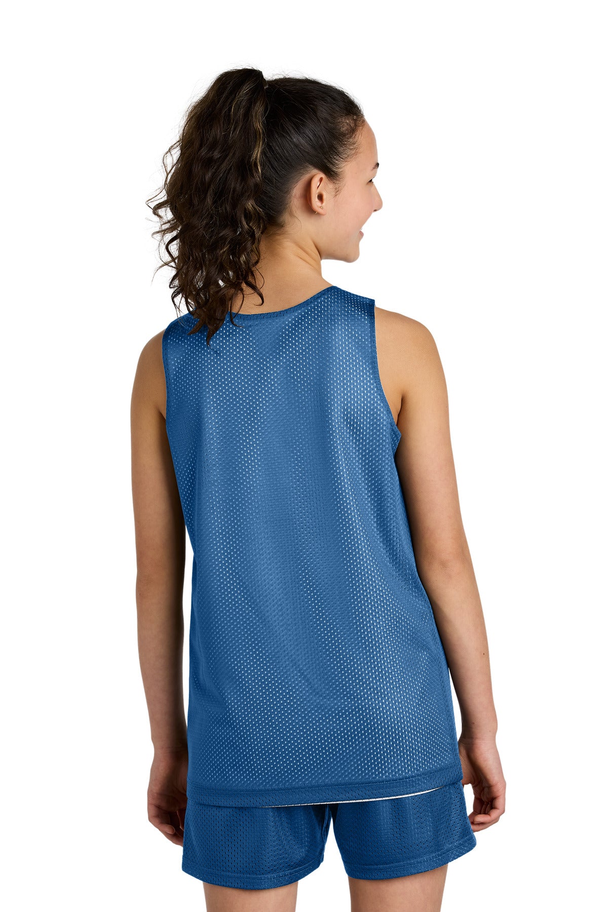 Sport-Tek Youth PosiCharge Reversible Mesh Tank YST5000 Carolina Blue/ White