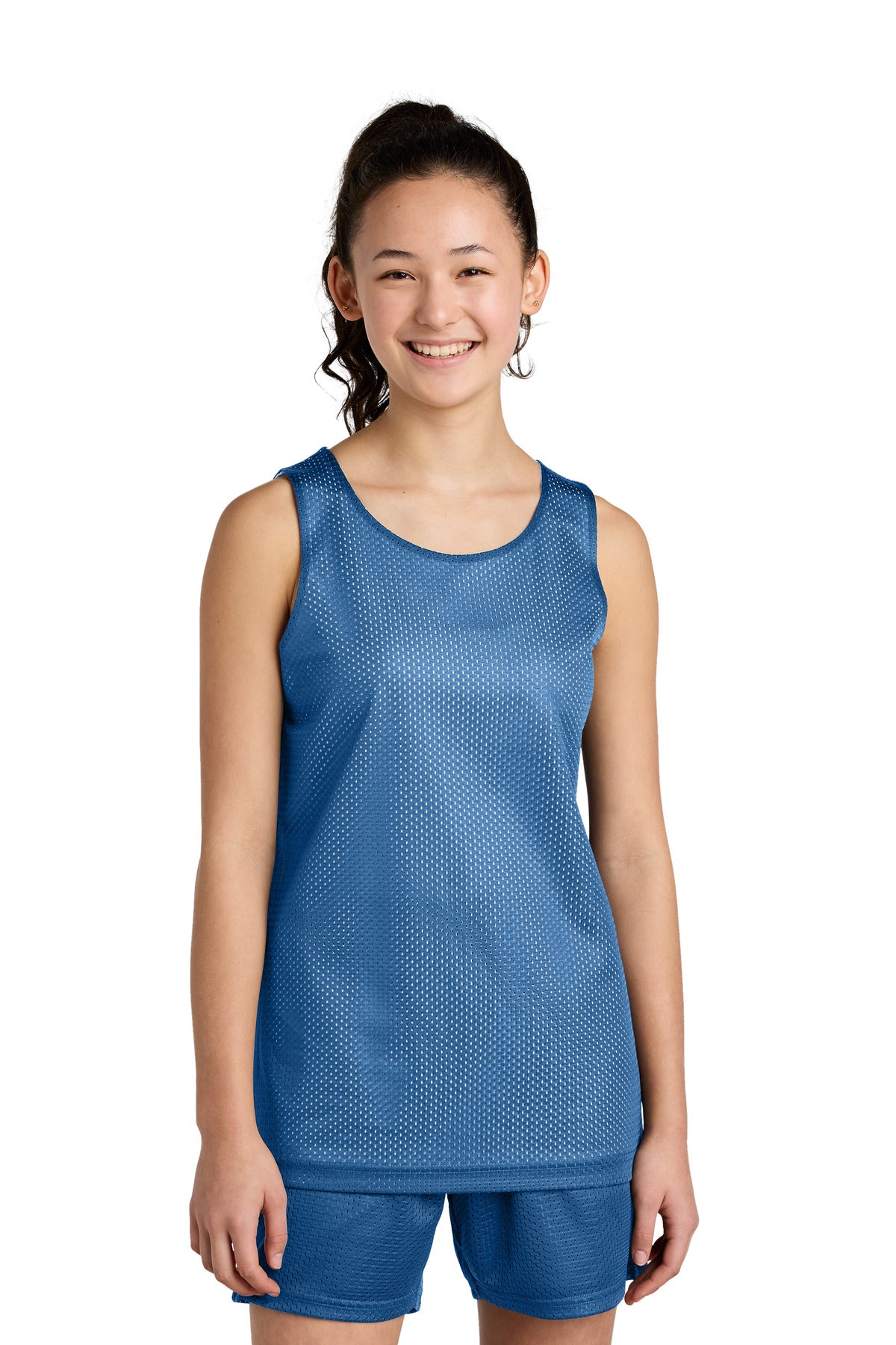 Sport-Tek Youth PosiCharge Reversible Mesh Tank YST5000 Carolina Blue/ White