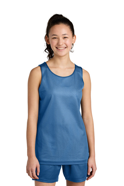 Sport-Tek Youth PosiCharge Reversible Mesh Tank YST5000 Carolina Blue/ White