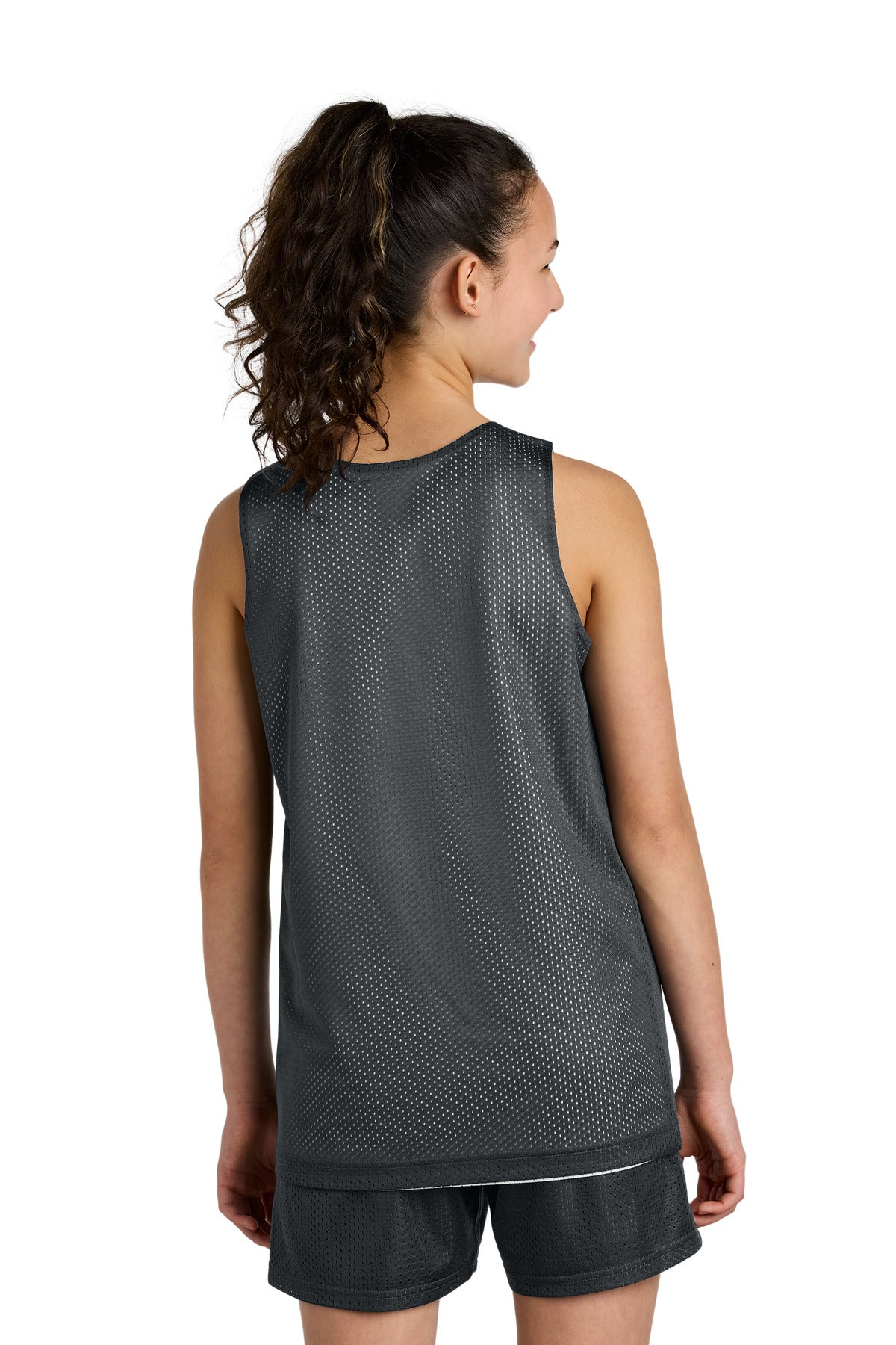 Sport-Tek Youth PosiCharge Reversible Mesh Tank YST5000 Iron Grey/ White