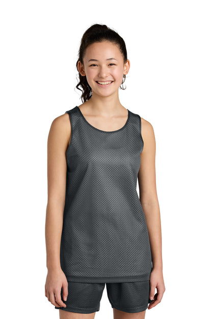 Sport-Tek Youth PosiCharge Reversible Mesh Tank YST5000 Iron Grey/ White