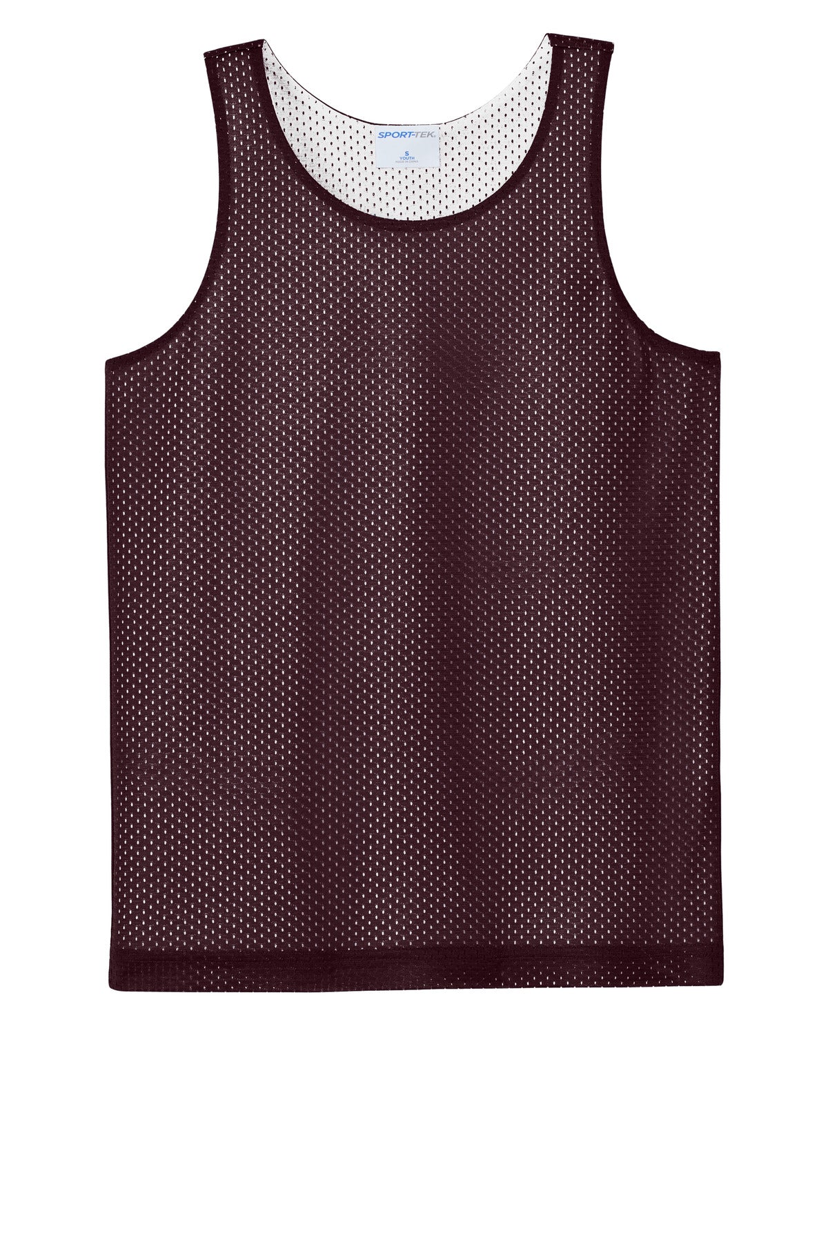Sport-Tek Youth PosiCharge Reversible Mesh Tank YST5000 Maroon/ White