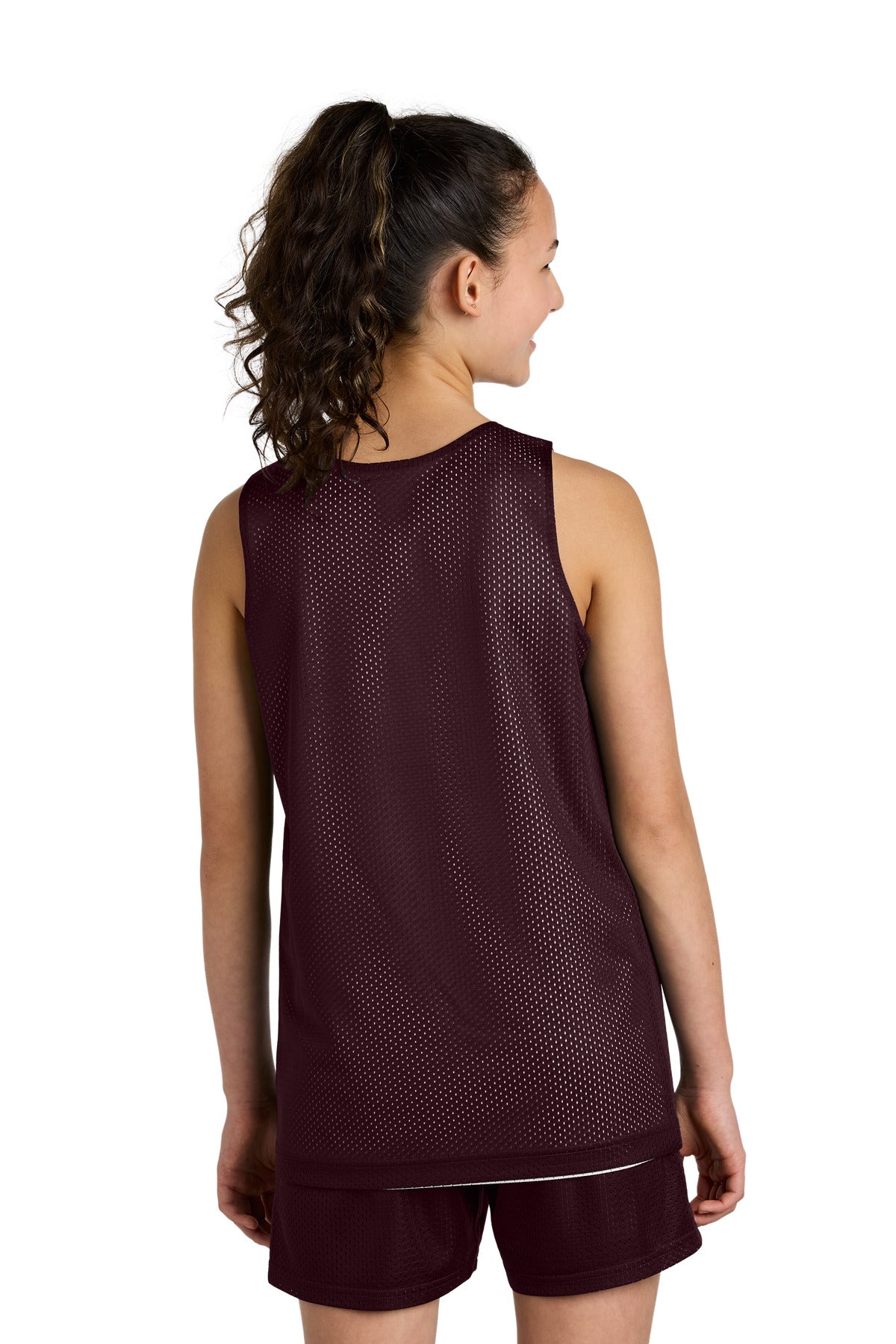 Sport-Tek Youth PosiCharge Reversible Mesh Tank YST5000 Maroon/ White