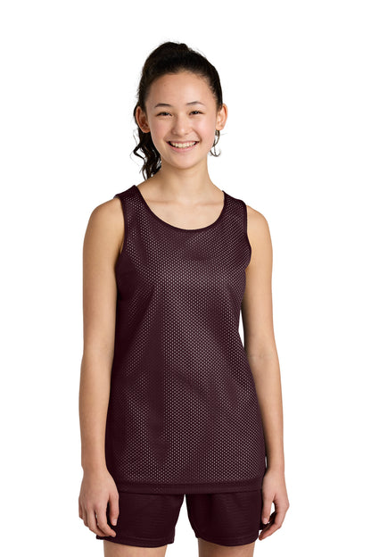 Sport-Tek Youth PosiCharge Reversible Mesh Tank YST5000 Maroon/ White